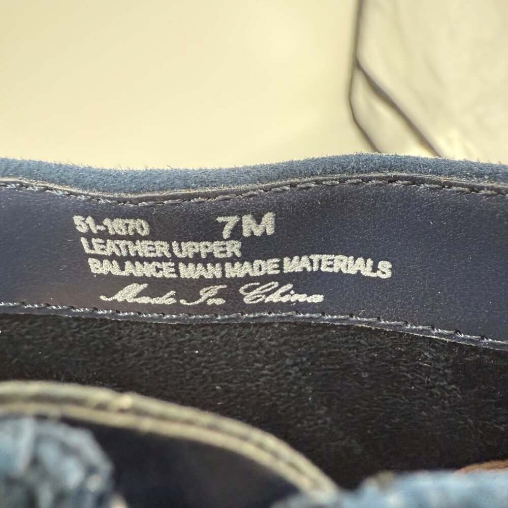 Bella Vita Navy Suede Croc Heel Ankle Boots 7M Leather Upper Side Zipper - Picture 6 of 10